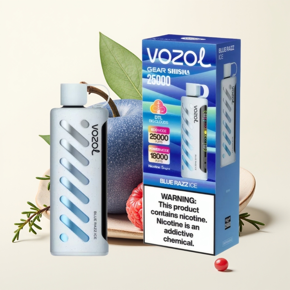 VOZOL Gear Shisha 25000 Puffs Vape Frambuesa Azul Hielo Dual Mesh 1000mAh
