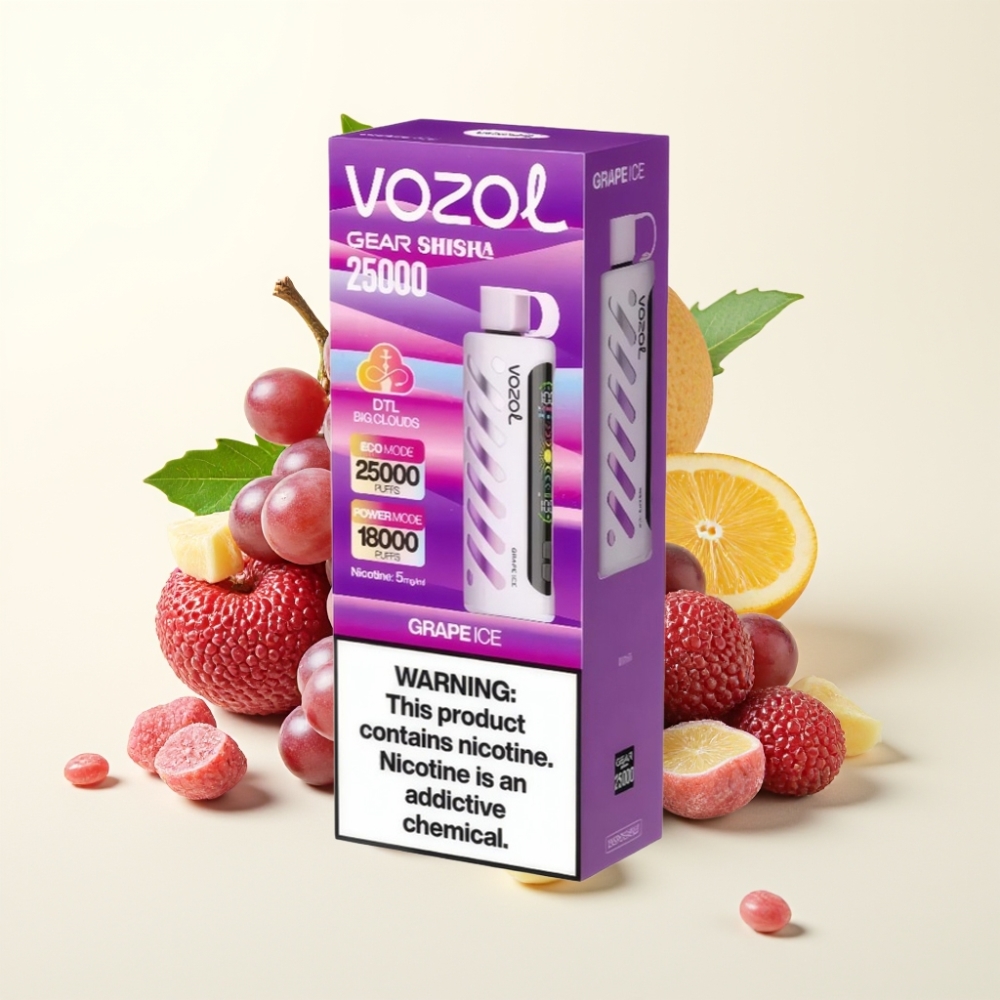 VOZOL Gear Shisha 25000 Puffs Vape Hielo Uva Dual Mesh 1000mAh