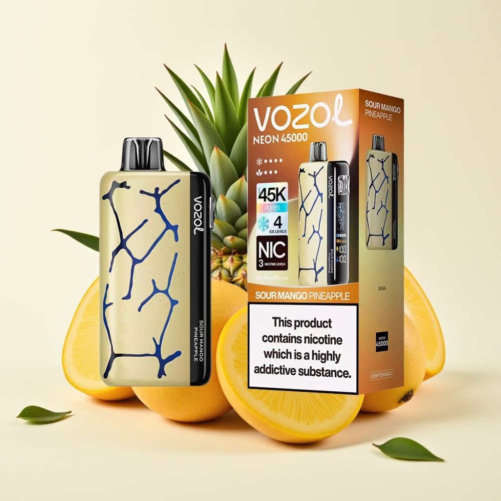 Vozol Neon 45K 45000 Puffs Desechable Mango Piña Ácido Ajuste de Hielo 4 Modos