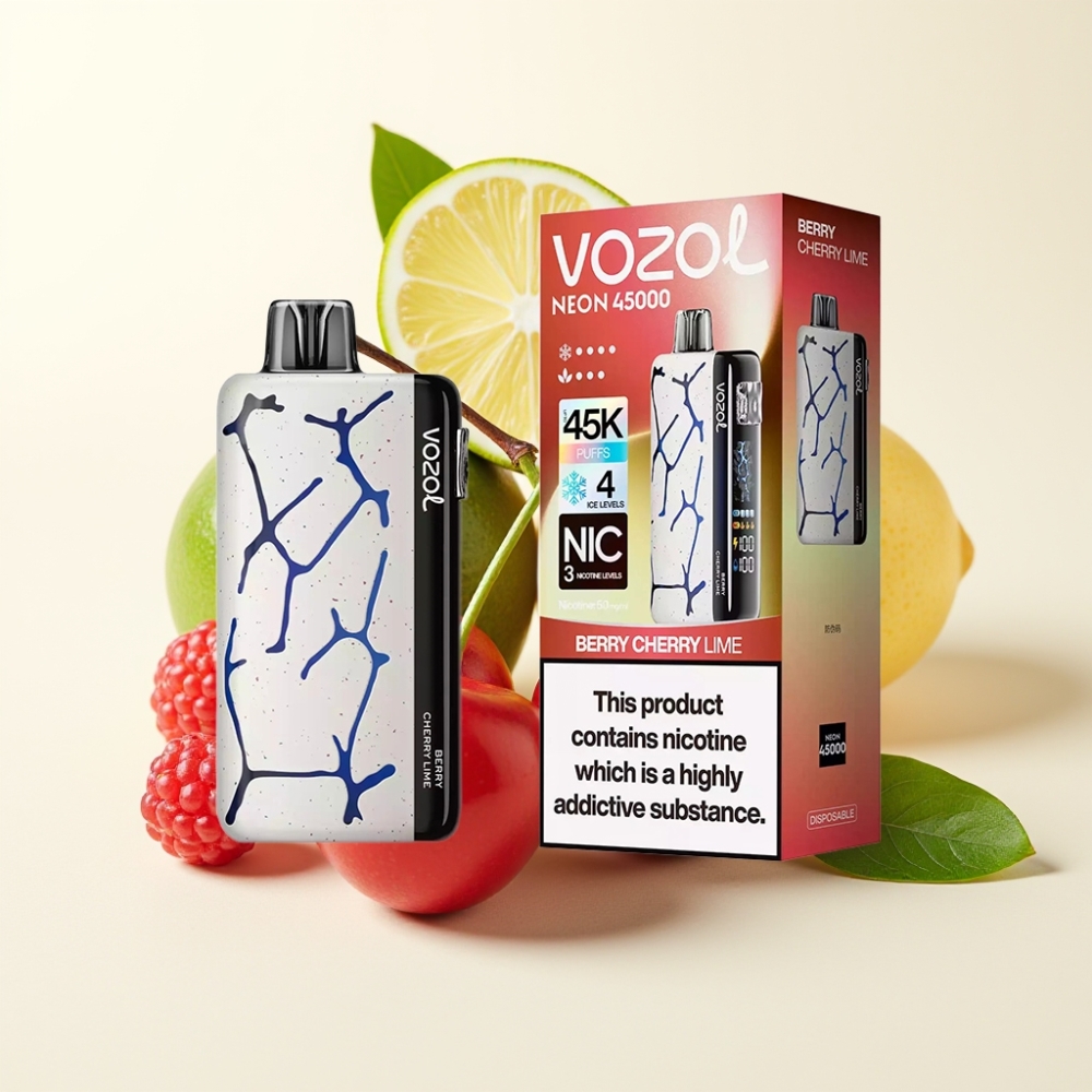 Vozol Neon 45K 45000 Puffs Desechable Vape Baya Cereza Lima 800mAh 20ml