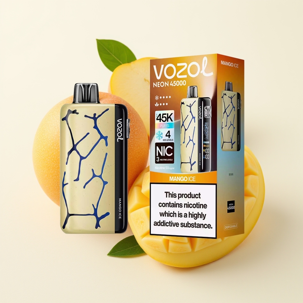 Vozol Neon 45K 45000 Puffs Desechable Vape Mango Helado con Bobina Mesh y 20ml