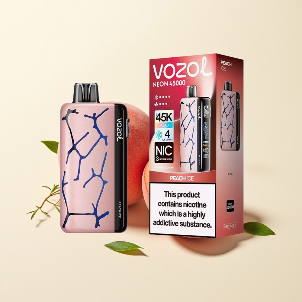 Vozol Neon 45K 45000 Puffs Desechable Vape Melocotón Hielo 20ml 50mg