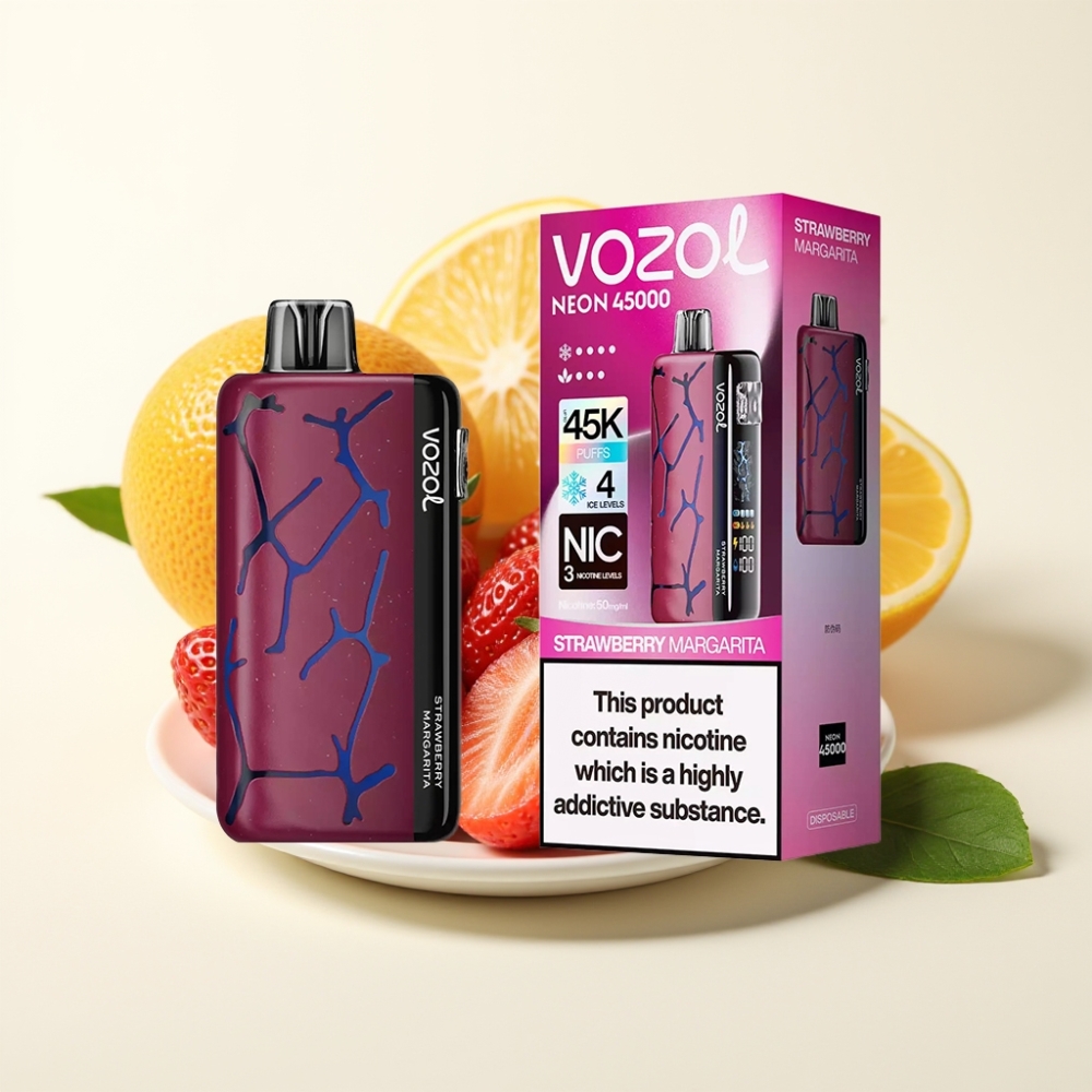 Vozol Neon 45K 45000 Puffs Recargable Margarita de Fresa Modos de Hielo Ajustable